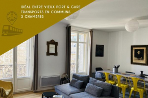 Magnifique Appartement T4 90 M2 très bien situé 2 min Vieux port et Gare St Charles